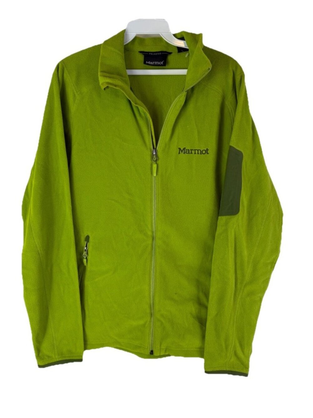 Marmot Polartec Fleece Jacket Zip Spell Out Green